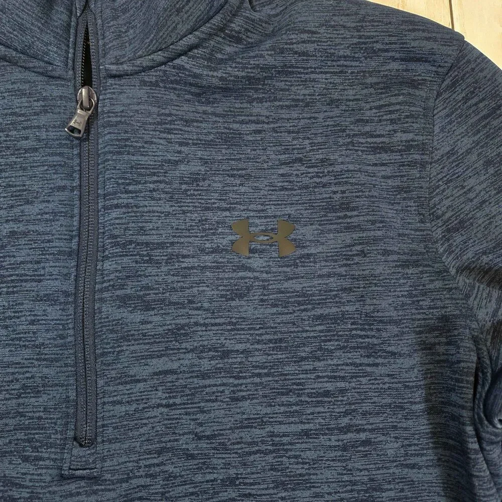 Under Armour Mens ColdGear Quarter Zip Pullover Fleece Size S Blue Athletic